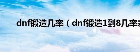 dnf锻造几率（dnf锻造1到8几率表）