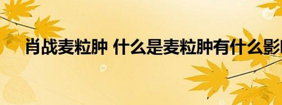 肖战麦粒肿 什么是麦粒肿有什么影响吗