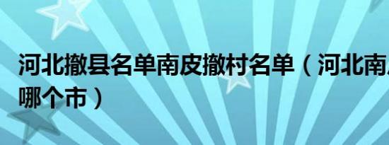 河北撤县名单南皮撤村名单（河北南皮县属于哪个市）