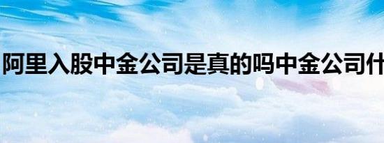 阿里入股中金公司是真的吗中金公司什么来头
