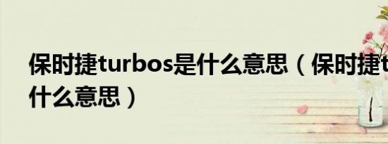 保时捷turbos是什么意思（保时捷turbo是什么意思）