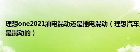 理想one2021油电混动还是插电混动（理想汽车是纯电的还是混动的）
