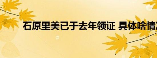 石原里美已于去年领证 具体啥情况