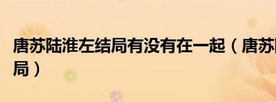 唐苏陆淮左结局有没有在一起（唐苏陆淮左结局）