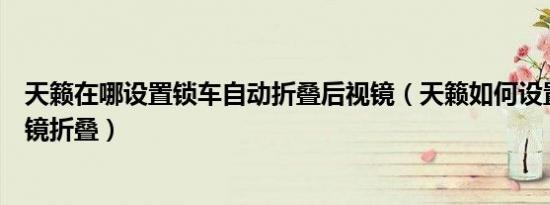 天籁在哪设置锁车自动折叠后视镜（天籁如何设置锁车后视镜折叠）