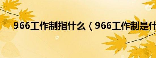 966工作制指什么（966工作制是什么）