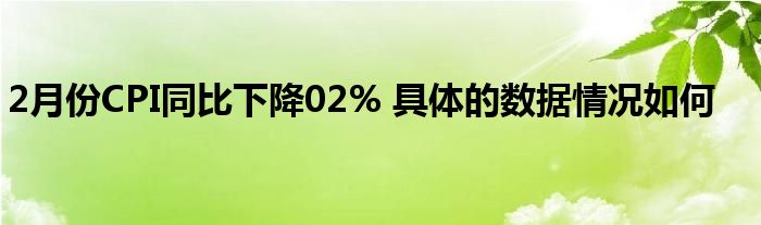 2月份，CPI同比下降02%。 具体数据如何？