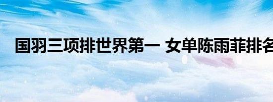 国羽三项排世界第一 女单陈雨菲排名榜首