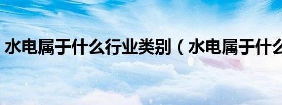 水电属于什么行业类别（水电属于什么行业）