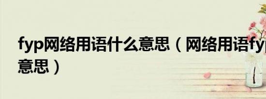 fyp网络用语什么意思（网络用语fyp是什么意思）