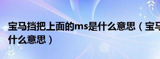 宝马挡把上面的ms是什么意思（宝马ms挡是什么意思）