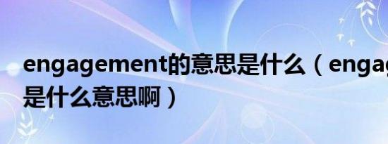 engagement的意思是什么（engagement是什么意思啊）