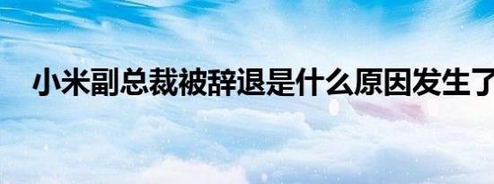 小米副总裁被辞退是什么原因发生了什么