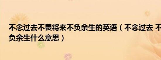 不念过去不畏将来不负余生的英语（不念过去 不畏将来 不负余生什么意思）