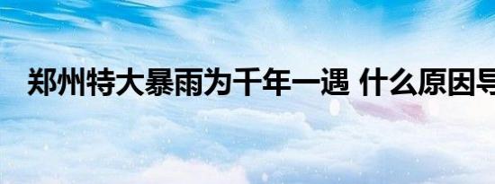 郑州特大暴雨为千年一遇 什么原因导致的