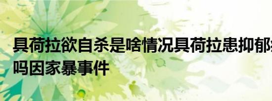 具荷拉欲自杀是啥情况具荷拉患抑郁症是真的吗因家暴事件