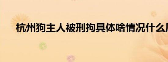 杭州狗主人被刑拘具体啥情况什么原因