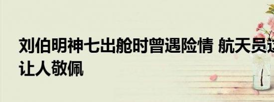 刘伯明神七出舱时曾遇险情 航天员这个决定让人敬佩