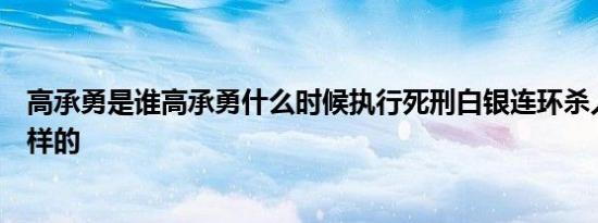 高承勇是谁高承勇什么时候执行死刑白银连环杀人案事件怎样的