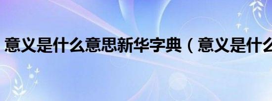 意义是什么意思新华字典（意义是什么意思）