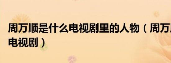 周万顺是什么电视剧里的人物（周万顺是什么电视剧）