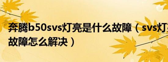 奔腾b50svs灯亮是什么故障（svs灯亮是什么故障怎么解决）