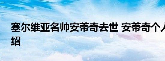 塞尔维亚名帅安蒂奇去世 安蒂奇个人资料介绍