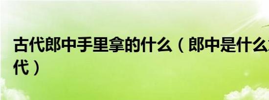 古代郎中手里拿的什么（郎中是什么意思在古代）