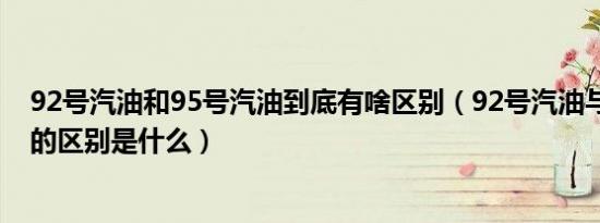 92号汽油和95号汽油到底有啥区别（92号汽油与95号汽油的区别是什么）