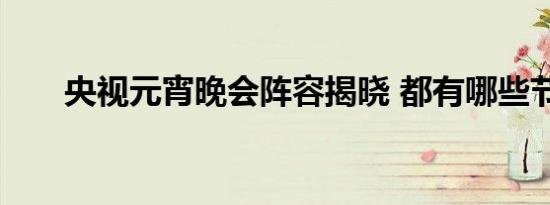 央视元宵晚会阵容揭晓 都有哪些节目
