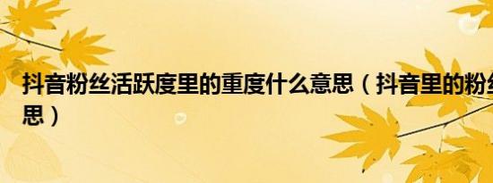 抖音粉丝活跃度里的重度什么意思（抖音里的粉丝是什么意思）