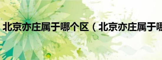 北京亦庄属于哪个区（北京亦庄属于哪个区）
