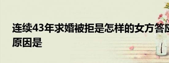 连续43年求婚被拒是怎样的女方答应求婚的原因是