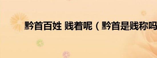 黔首百姓 贱着呢（黔首是贱称吗）