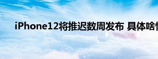 iPhone12将推迟数周发布 具体啥情况