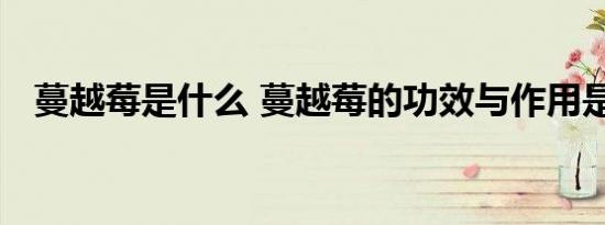 蔓越莓是什么 蔓越莓的功效与作用是什么