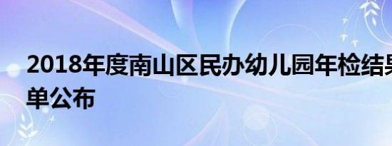 2018年度南山区民办幼儿园年检结果合格名单公布