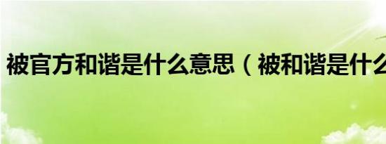 被官方和谐是什么意思（被和谐是什么意思）