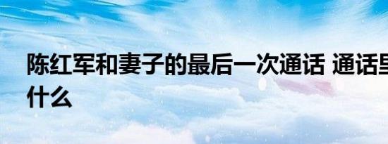 陈红军和妻子的最后一次通话 通话里都说了什么