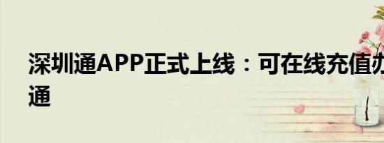 深圳通APP正式上线：可在线充值办理深圳通