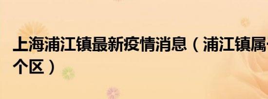 上海浦江镇最新疫情消息（浦江镇属于上海哪个区）