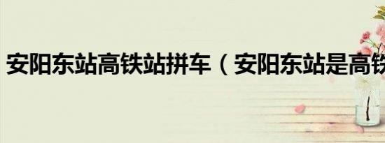 安阳东站高铁站拼车（安阳东站是高铁站吗）