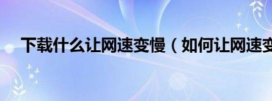 下载什么让网速变慢（如何让网速变慢）