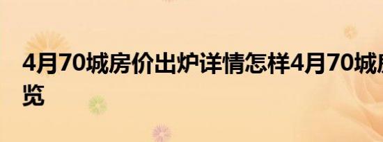 4月70城房价出炉详情怎样4月70城房价表一览