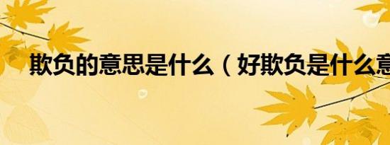 欺负的意思是什么（好欺负是什么意思）