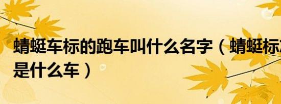 蜻蜓车标的跑车叫什么名字（蜻蜓标志的跑车是什么车）
