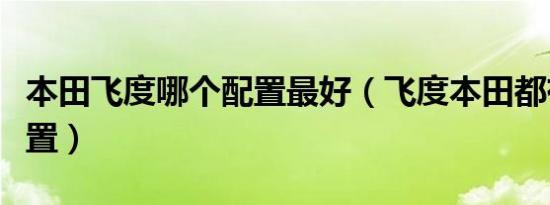 本田飞度哪个配置最好（飞度本田都有什么配置）