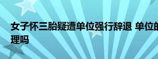 女子怀三胎疑遭单位强行辞退 单位的做法合理吗