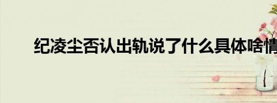 纪凌尘否认出轨说了什么具体啥情况