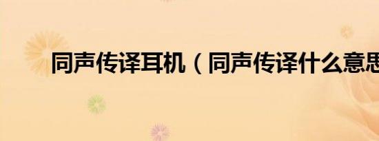 同声传译耳机（同声传译什么意思）